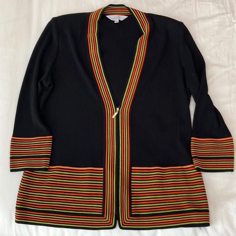 Misook Jacket XL. Black with orange and lime accents